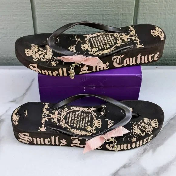 Juicy Couture Y2K "Smells Like Couture" Fairytale Platform Sandals. Size 10 - Picture 1 of 8